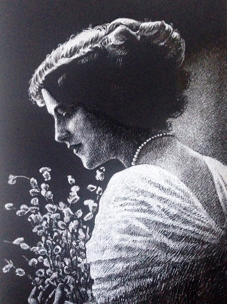 «Гілочки верби». 2017. Чорний папір, біла ручка